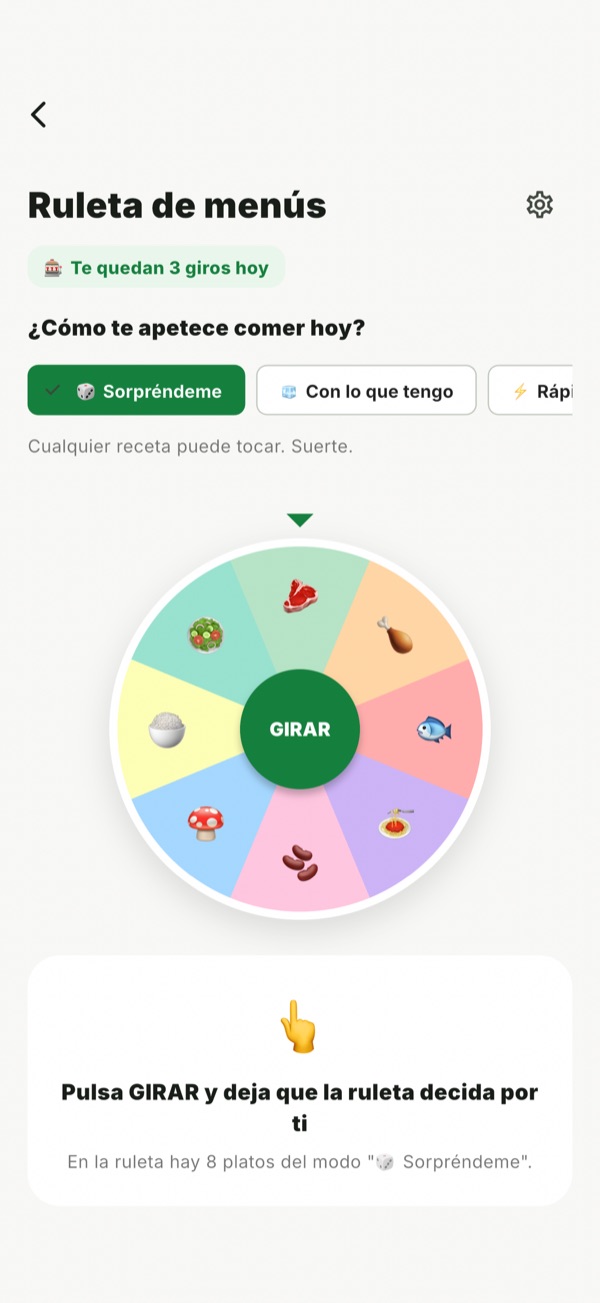 Ruleta de menús
